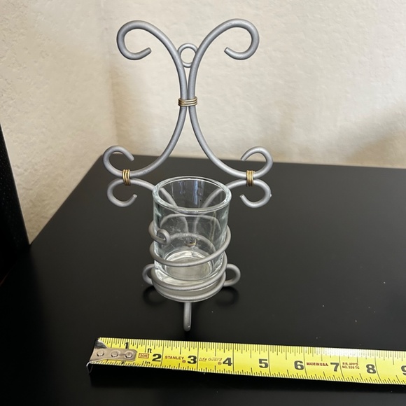 Wall Sconces with Glass Votive Candle Holder Silver Tone Metal ( Set of 2) NWOT - Picture 4 of 4